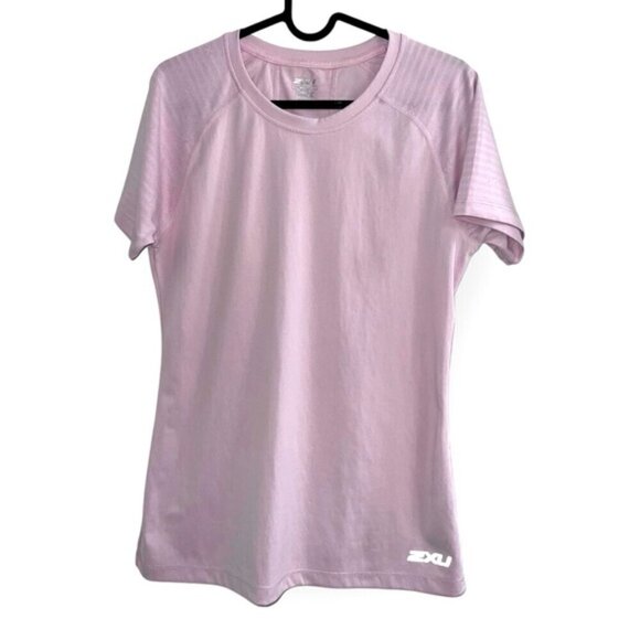 2XU Vent Mesh Lightweight Reflective active run crew Workout Shirt baby pink Med - Picture 2 of 5